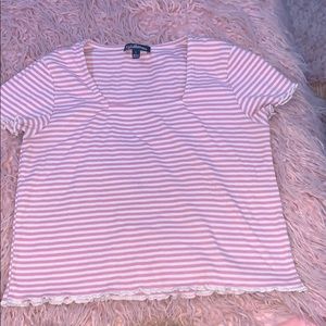 pink and white stripped tee